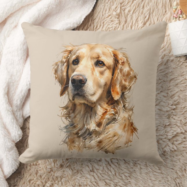 Golden Retriever Hund Konst Kudde  (Filt)
