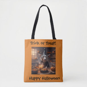 Golden retriever hund lagar Halloween-middag Tygkasse