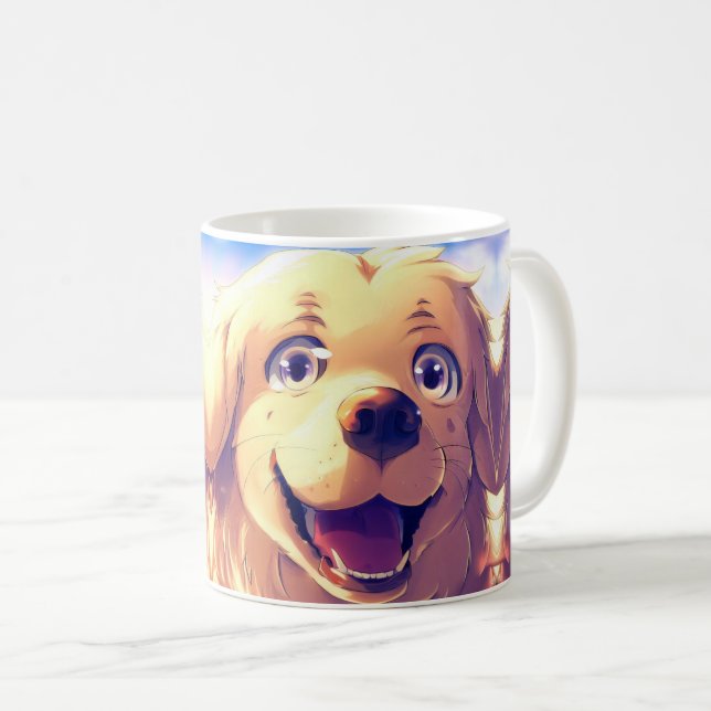 Golden Retriever hund leende Kaffemugg (Framsida höger)