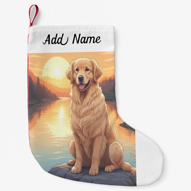 Golden Retriever Hund Liten Julstrumpa (Framsidan)