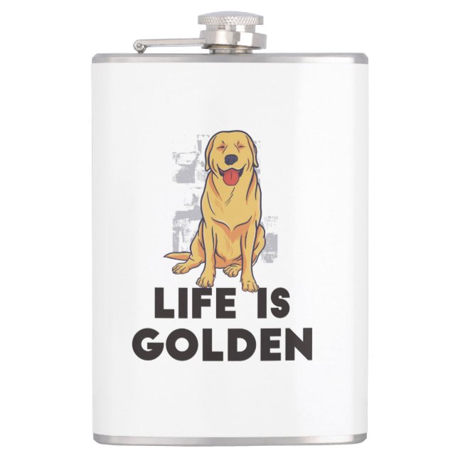 Golden Retriever Hund - Livet är gyllene Fickplunta (Framsidan)