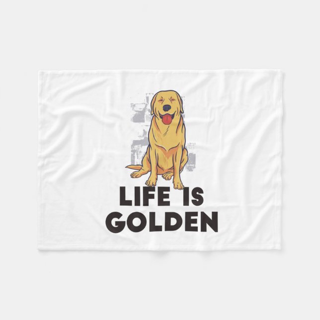 Golden Retriever Hund - Livet är gyllene Fleecefilt (Framsidan (Horisontell))
