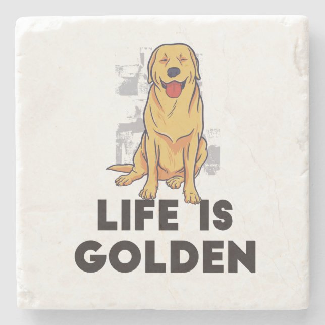 Golden Retriever Hund - Livet är gyllene Stenunderlägg (Framsidan)