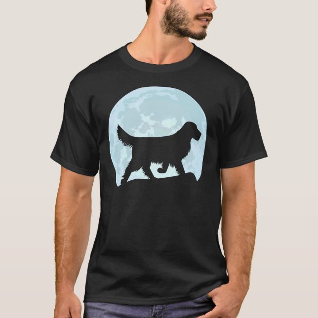 Golden Retriever Hund Måne Silhouette T Shirt (Framsida)