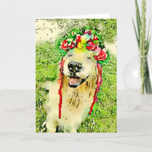 Golden Retriever-Hund med färgen Flower Krona Kort