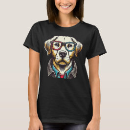 Golden Retriever-Hund med glassockart Stil T Shirt