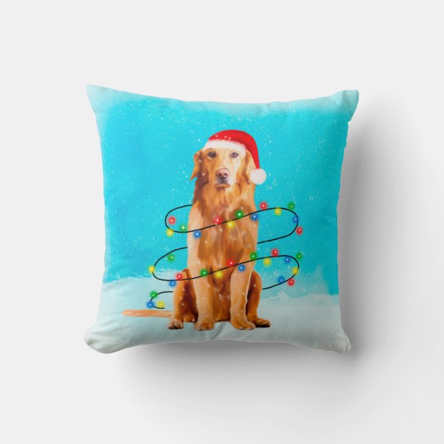 Golden Retriever-Hund med julklapp Kudde (Framsida)