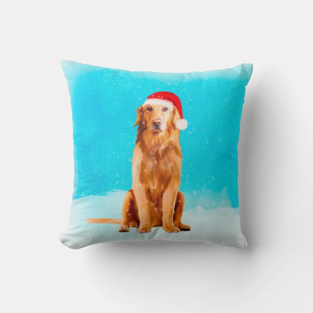 Golden Retriever-Hund med julklapp Kudde (Framsida)