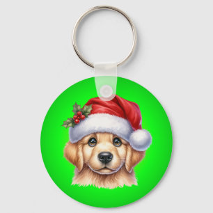 Golden Retriever Hund med Jultomten Stil-82535 Nyckelring