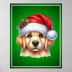 Golden Retriever Hund med Jultomten Stil-82535 Poster