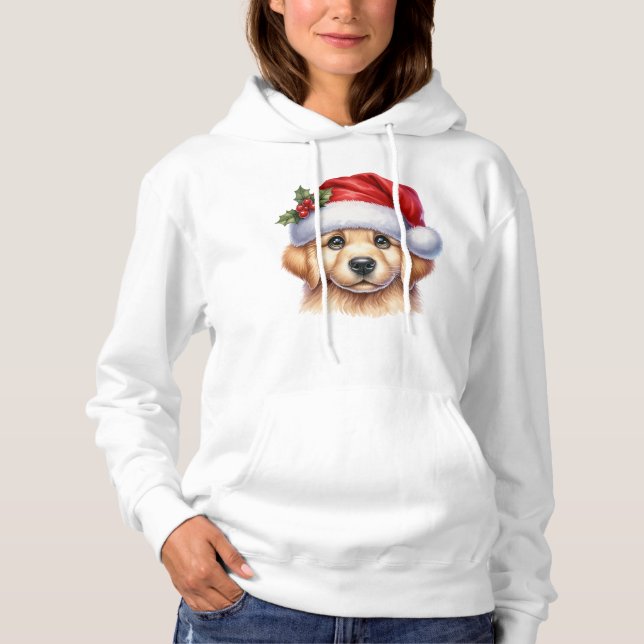 Golden Retriever Hund med Jultomten Stil-82535 T Shirt (Framsida)