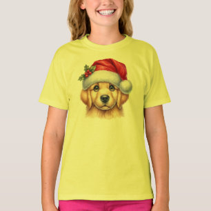 Golden Retriever Hund med Jultomten Stil-82535 T Shirt