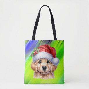 Golden Retriever Hund med Jultomten Stil-82535 Tygkasse