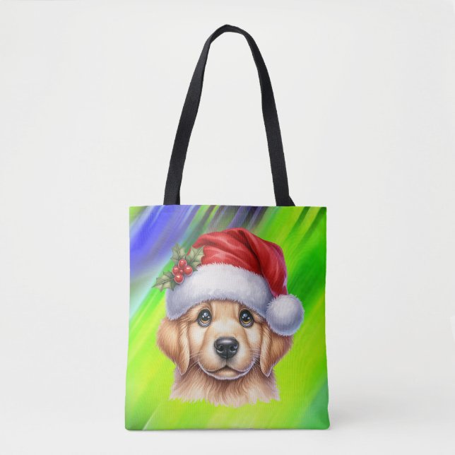 Golden Retriever Hund med Jultomten Stil-82535 Tygkasse (Framsida)