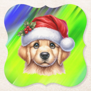 Golden Retriever Hund med Jultomten Stil-82535 Underlägg Papper