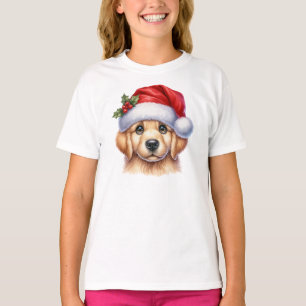 Golden Retriever Hund med Jultomten Stil T Shirt
