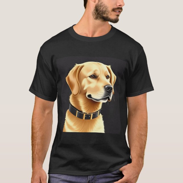 Golden Retriever Hund med läderkollar T Shirt (Framsida)