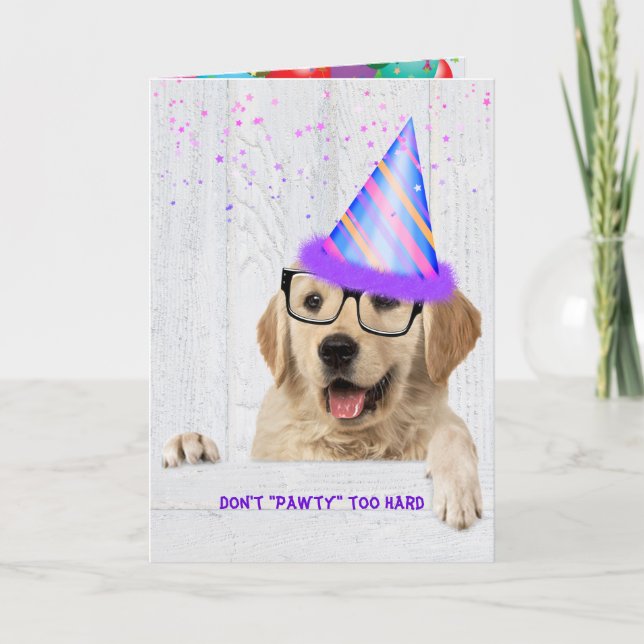 Golden Retriever Hund med party hat Kort (Framsida)