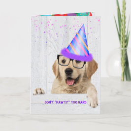 Golden Retriever Hund med party hat Kort