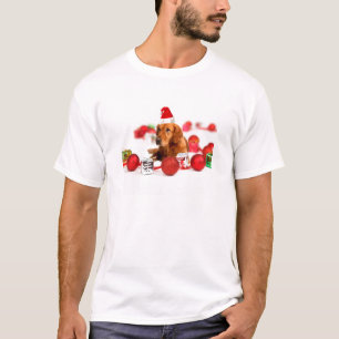 Golden Retriever Hund Med Röd Tomtehatt Jul T-shirt