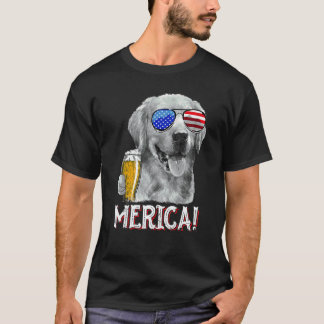 Golden Retriever Hund Merica 4:e Juli Patriotisk A T Shirt