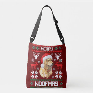 Golden Retriever Hund Merry Woofmas julsvett Axelväska