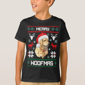 Golden Retriever Hund Merry Woofmas julsvett T Shirt
