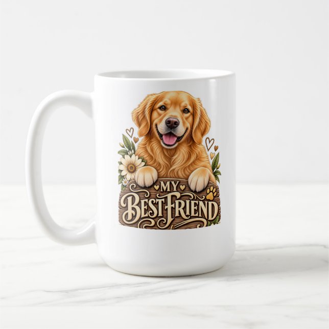 Golden Retriever hund Mugg (Vänster)