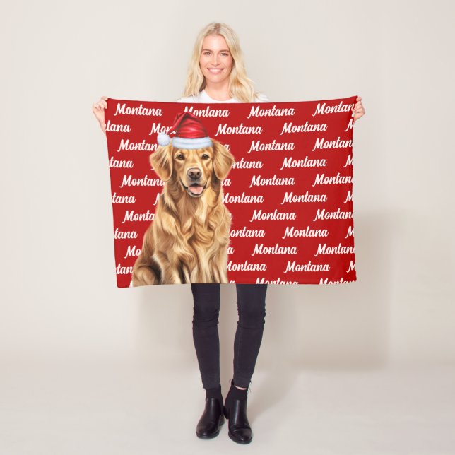 Golden Retriever Hund Namn-Helgdag Fleecefilt (På plats)