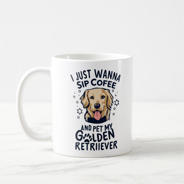 Golden Retriever Hund och kaffe Älskare Kaffemugg (Vänster)