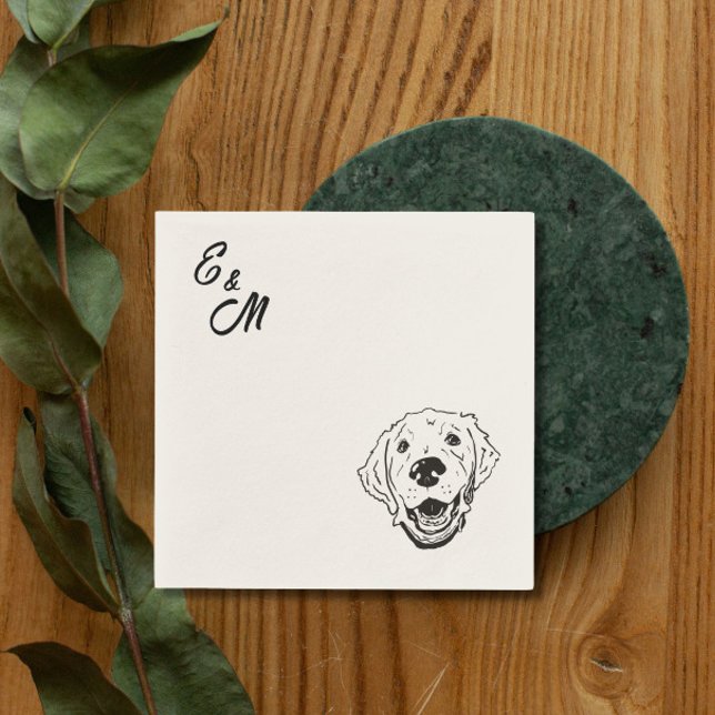 Golden Retriever hund på Bröllop Cocktail Napkin Pappersservett (Skapare uppladdad)