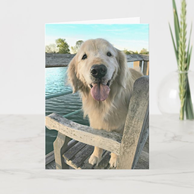 Golden Retriever-Hund på en Dock Thinking of You Kort (Framsida)