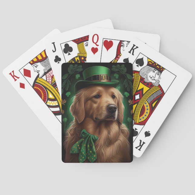 Golden Retriever Hund på St. Patrick's Day Casinokort (Baksidan)