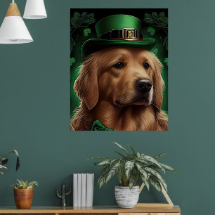 Golden Retriever Hund på St. Patrick's Day Poster