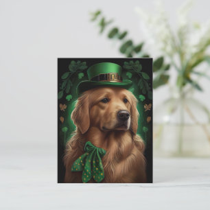 Golden Retriever Hund på St. Patrick's Day Vykort