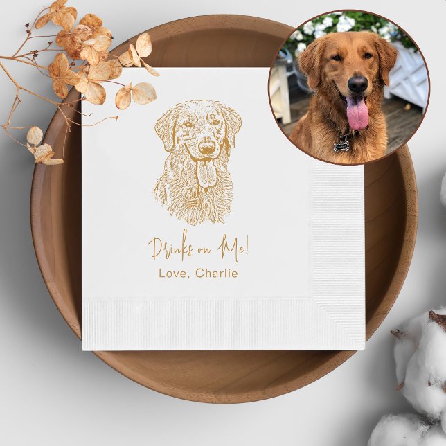 Golden Retriever Hund Personlig Drink på mig Pappersservett (Skapare uppladdad)