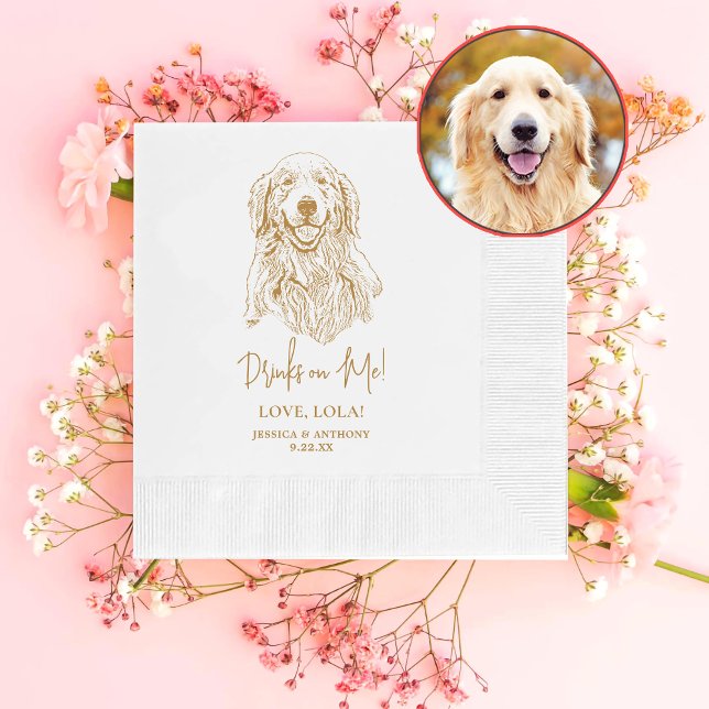 Golden Retriever Hund Personlig Drinks på mig Pappersservett (Skapare uppladdad)