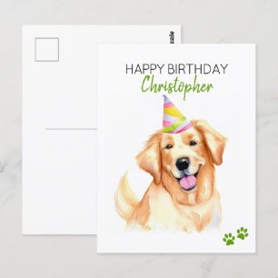 Golden Retriever Hund Personlig Glad Födelsedag Vykort