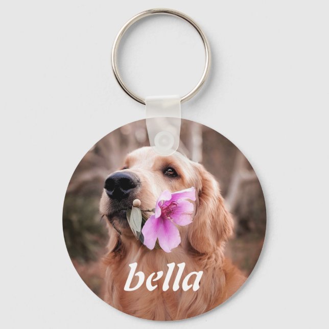 Golden Retriever Hund Personlig Pet Photo Wirele Nyckelring (Framsida)