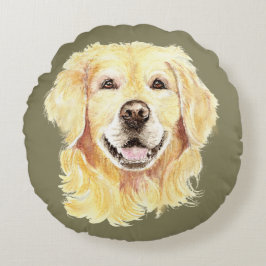 Golden Retriever Hund Pet Animal Art Rund Kudde