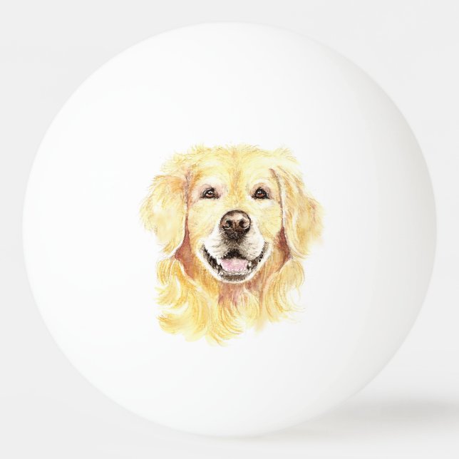 Golden Retriever Hund Pet Animal Vattenfärg Pingisboll (Framsidan)
