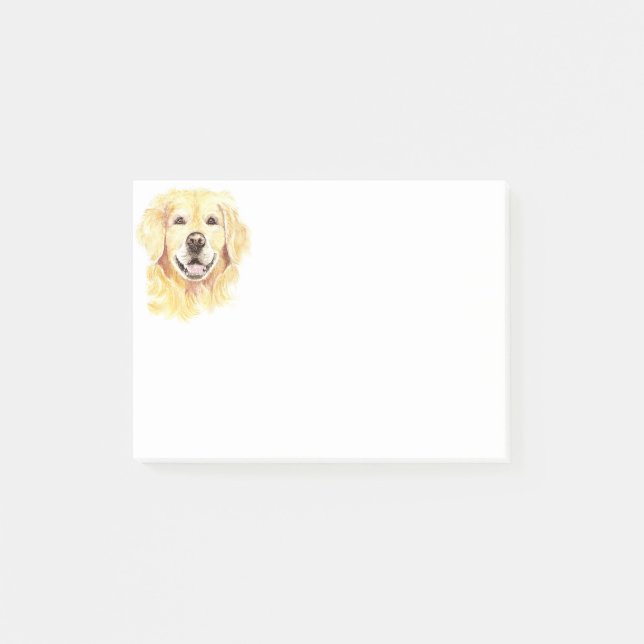 Golden Retriever Hund Pet Animal Vattenfärg Post-it Block (Framsida)