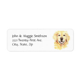 Golden Retriever Hund Pet Animal Vattenfärg Returadress Etikett