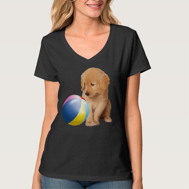 Golden Retriever Hund Pet och Boll Labrador Puppy T Shirt (Framsida)
