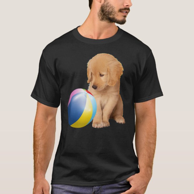 Golden Retriever Hund Pet och Boll Labrador Puppy T Shirt (Framsida)