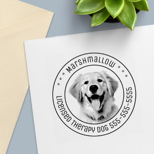 Golden Retriever Hund Pet Photo Round Självfärgande Stämpel