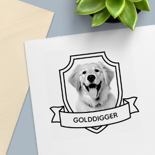 Golden Retriever Hund Pet Photo Shield Ribbon Självfärgande Stämpel