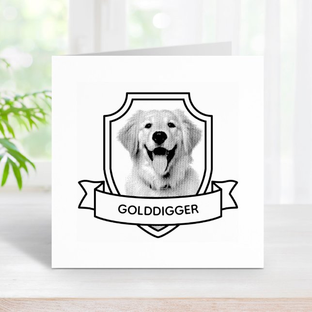 Golden Retriever Hund Pet Photo Shield Ribbon Stämpel (Skapare uppladdad)