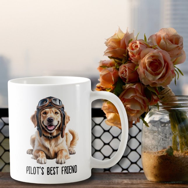 Golden Retriever Hund Pilot Best Friend Cute Pet Kaffemugg (Skapare uppladdad)