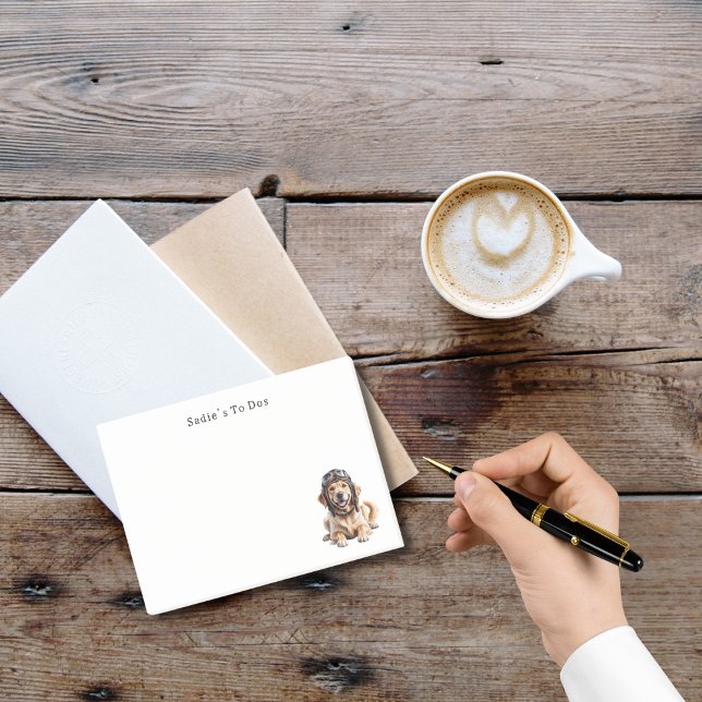 Golden Retriever Hund Pilot Best Friend Cute Pet Post-it Block (Skapare uppladdad)